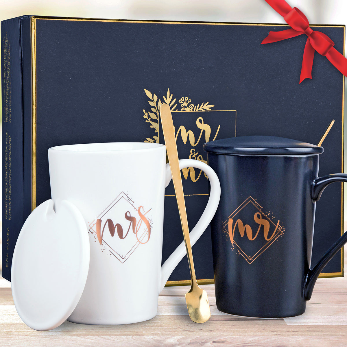 Set of Mr. and Mr. Coffee or Tea Mugs Gift Box Marriage Wedding Love C –  BRUBAKER