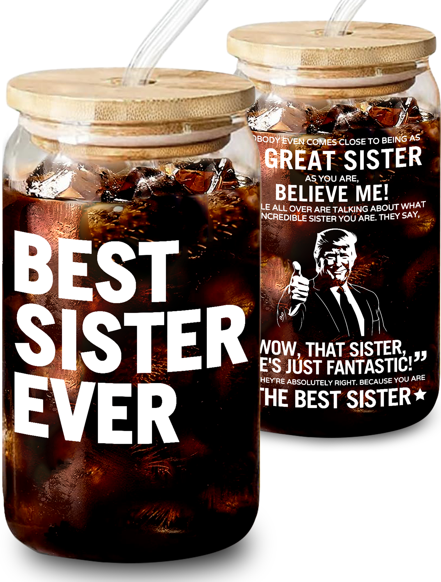 Funny Best Sister Ever Coffee Glass