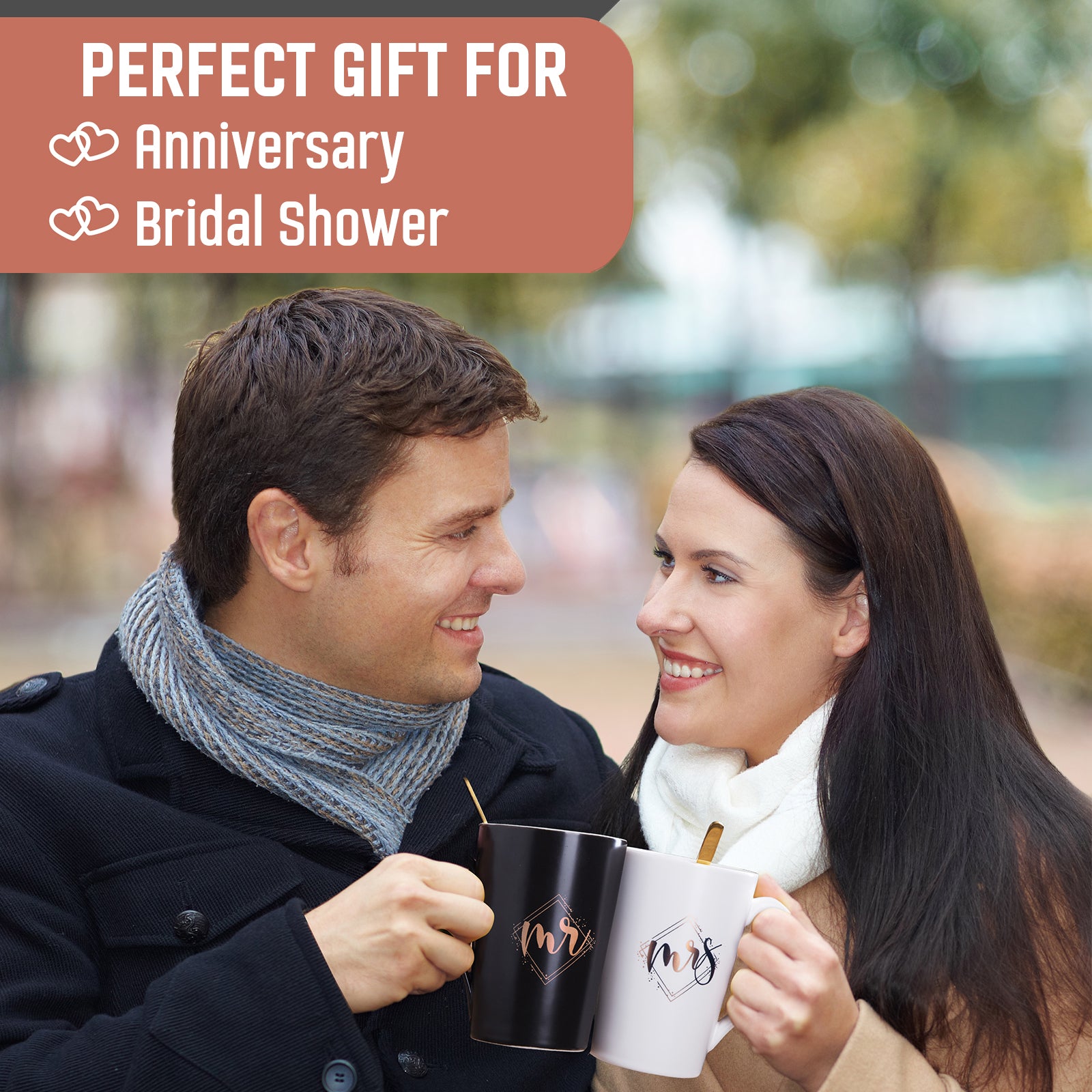 Set of Mr. and Mr. Coffee or Tea Mugs Gift Box Marriage Wedding Love C –  BRUBAKER